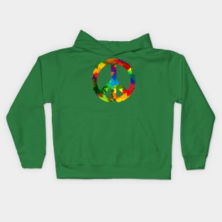 Peace symbol bright colors hippie style Kids Hoodie